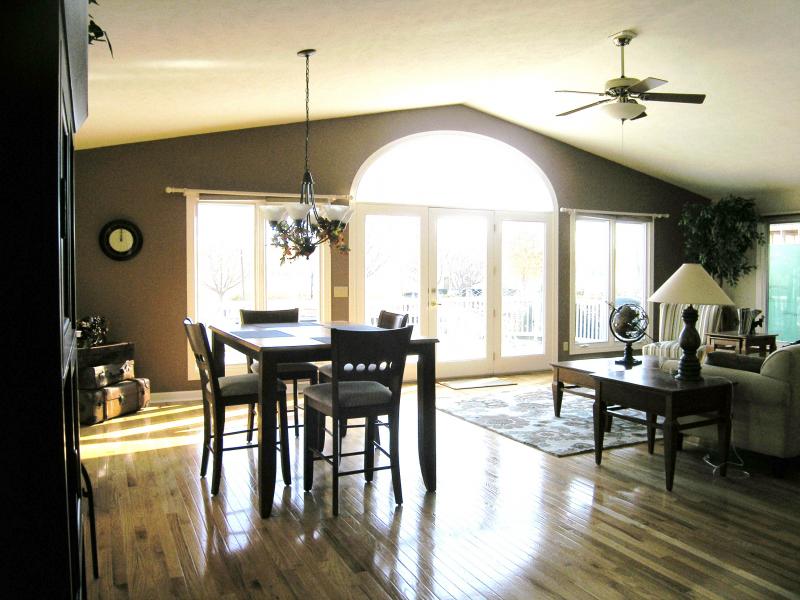 Main floor dining and living room -access to large deck!